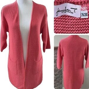 Open Cardigan Duster XS Made In Italy Feminine‎ Fairy Romantic Knit 3/4 Sleeve